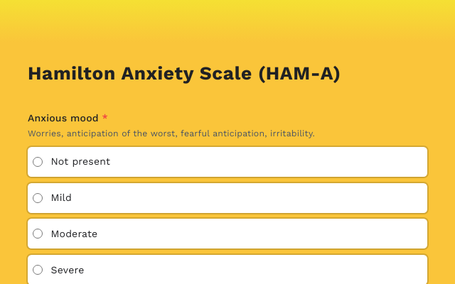 تصویر آزمون Hamilton Anxiety Rating Scale (HAM-A) برای ارزیابی اضطراب