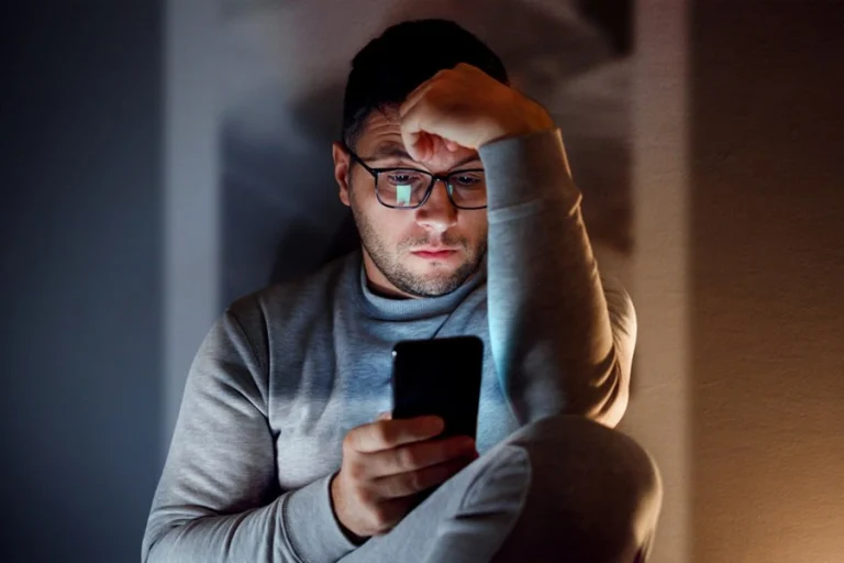 فردی در حال اسکرول‌کردن تلفن همراه و گرفتار در چرخه Doomscrolling
